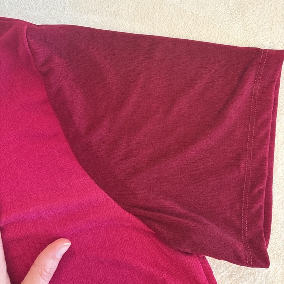 Vintage 90s Liz Baker Lycra Top Dark Rose Fuchsia Hombre Women's Top Size XL - Picture 4 of 12